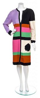 A Mary McFadden Color Block Knit Coat, Size 6.