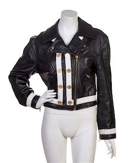 A Black Leather Motorcycle Jacket,