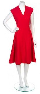 A Pauline Trigere Red Sleeveless Dress, No size.