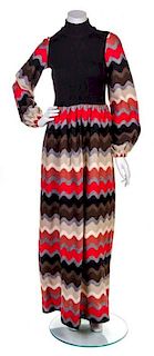 * A Pierre Cardin Multicolor Wavy Striped Knit Dress,