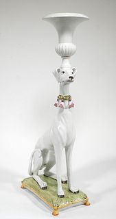 Monumental Italian Ceramic Greyhound Planter