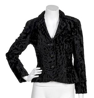 * A Ralph Lauren Black Persian Lamb Jacket, Size 4.