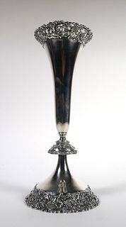 Early 20C Sterling Silver Trumpet Vase