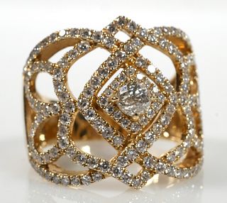 14K Yellow Gold and Diamond Ring 