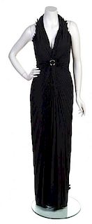 A Thierry Mugler Black Evening Gown, Size 42.
