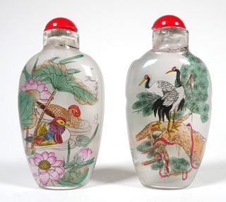 (2) Vintage Chinese Inside Painted SNUFF BOTTLES