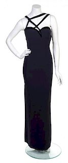 * A Thierry Mugler Navy "Thorn" Evening Gown, Size 42.