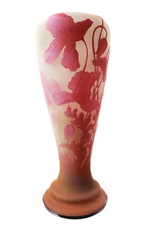 GALLE, Pavot Cased Glass Vase