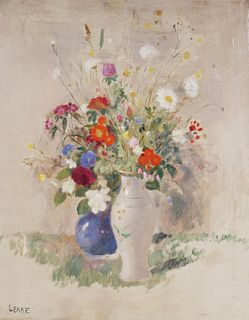 GERALD LEAKE, Floral Still Life, O/C