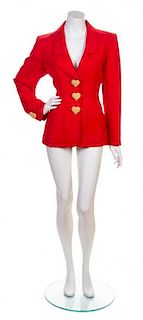 An Yves Saint Laurent Red Jacket, Size 40.