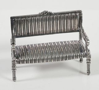 Sterling Silver Miniature Bench Settee Couch
