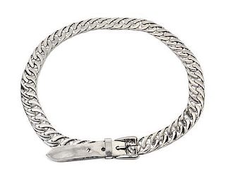 A Gucci Silvered Metal Link Belt, 39" long, 1" wide.
