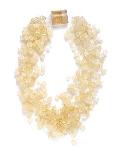 * An Ani Afshar White Cubic Beaded Necklace,