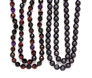 A Pair of Bottega Veneta Beaded Necklaces, Each approximately 39".