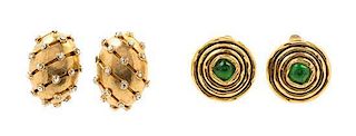 * Two Pair of Chanel Goldtone Earclips,