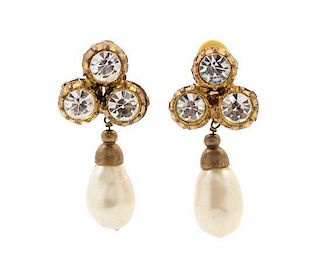 A Pair of Chanel Pearl Drop Earclips,