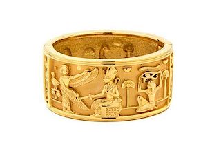 An Elizabeth Taylor for Avon Egyptian Gold Plated Cuff, 1.5", 8".