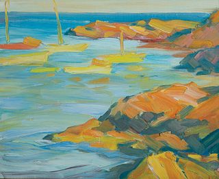 Elwyn George Gowen, Am. 1895-1954, Perkins Cove, Oil on board, framed