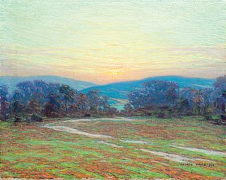 James Knox, Am. 1866-1942, Winter Sunset, 1940, Oil on canvas, unframed