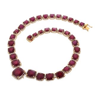 Ruby, Diamond and 14K Necklace