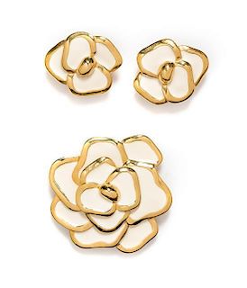* A Pair of Valentino Earclips with Matching Brooch,