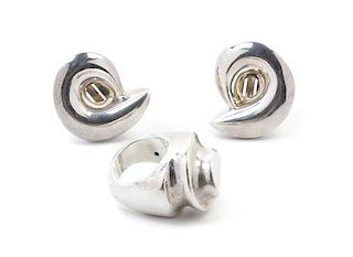 * A Von Musulin Pair of Sterling Earclips,