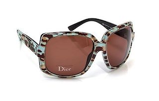 * A Pair of Christian Dior Brown and Turquoise Sunglasses,