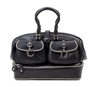 * A Christian Dior Black Leather Detective Handbag,