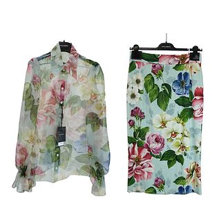 Dolce & Gabbana Long Sleeve Shirt and Skirt Set