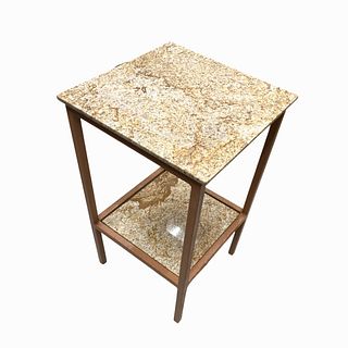 20th Century Metal Table with Granite Shelves