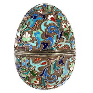 Russian Enamel Silver Egg