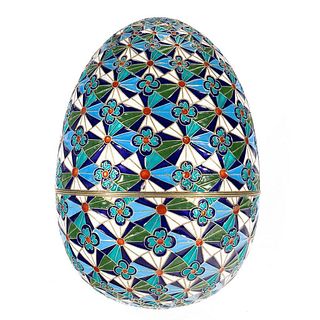 Russian Enamel Silver Egg