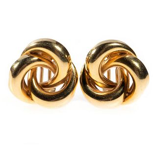 Pair of 18k gold knot motif earrings, Italy