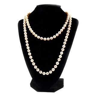 Cultured pearl and 14k gold necklace, Italy