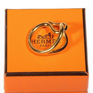 Hermes gold tone scarf ring, with box
