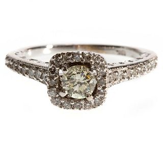 Diamond and 18k white gold engagement ring