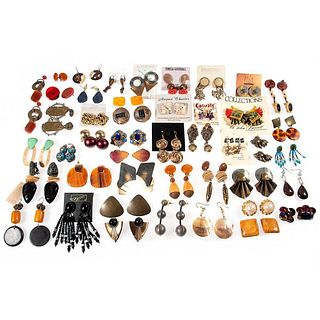 Collection of costume, hardstone, silver and metal earrings