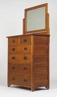 An L & JG Stickley oak chest of drawers