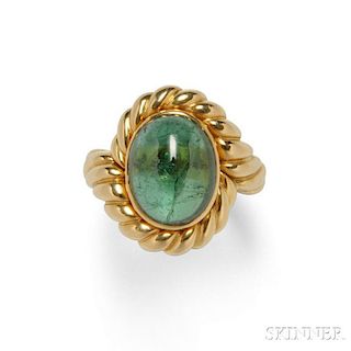 18kt Gold and Green Tourmaline Ring