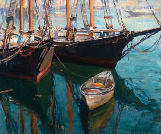 Emile Albert Gruppe, Am. 1896-1978, "Rockport Harbor", Oil on canvas, framed