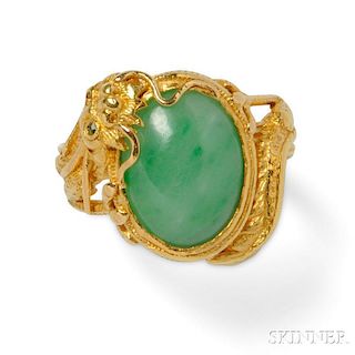 High-karat Gold and Jade Ring