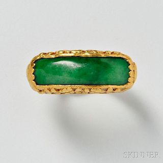 24kt Gold and Jade Saddle Ring