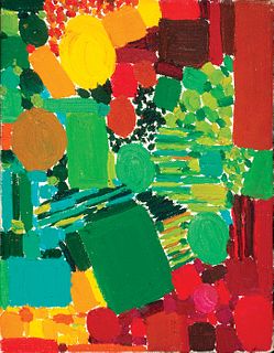 Lynne Drexler, Am. 1928-1999, "Enclose" 1965, Oil on canvas, unframed