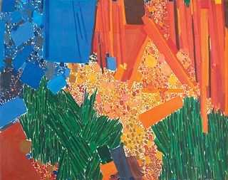 Lynne Drexler, Am. 1928-1999, "Green Entry" 1963, Oil on canvas, unframed