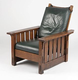 A Gustav Stickley oak 'Morris' reclining chair no. 332
