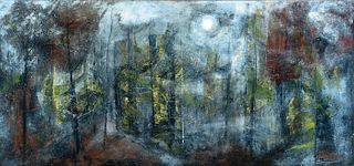 William Thon, Am. 1906 - 2000, "Misty Night", Oil on canvas, framed