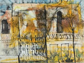 William Thon, Am. 1906-2000, Italian Scene with Wrought Iron Gate, Watercolor on paper