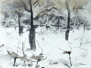 William Thon, Am. 1906-2000, "February", Watercolor on paper