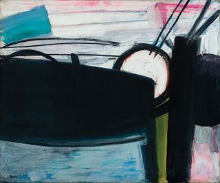 Henry Kallem, Am. 1912-1985, "Sun Burst", Oil on canvas, unframed