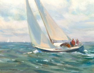 Don Stone, Am. 1929-2015, Sailboat, Oil on canvas, framed